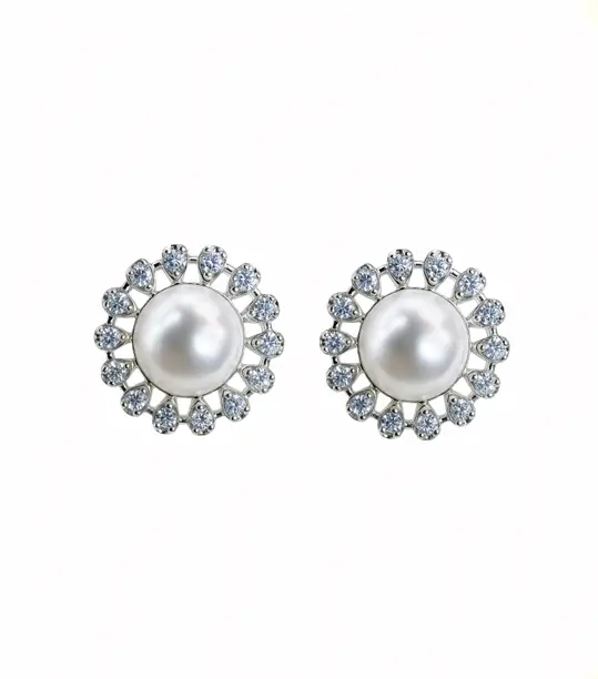 CaratLane - Contemporary Pearl Diamond Studs